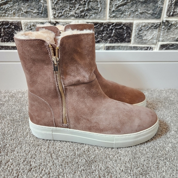 J/Slides NYC Women's Suede Winnie TAUPE Wedges Booties Size 10 - Picture 3 of 9